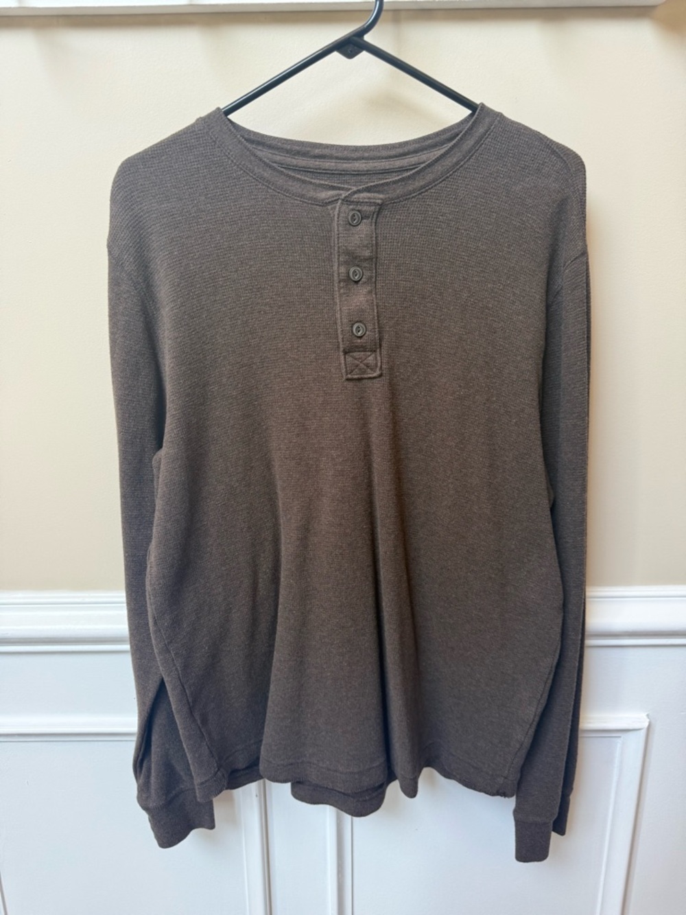Sonoma Brown Henley Waffle Knit Cotton Top